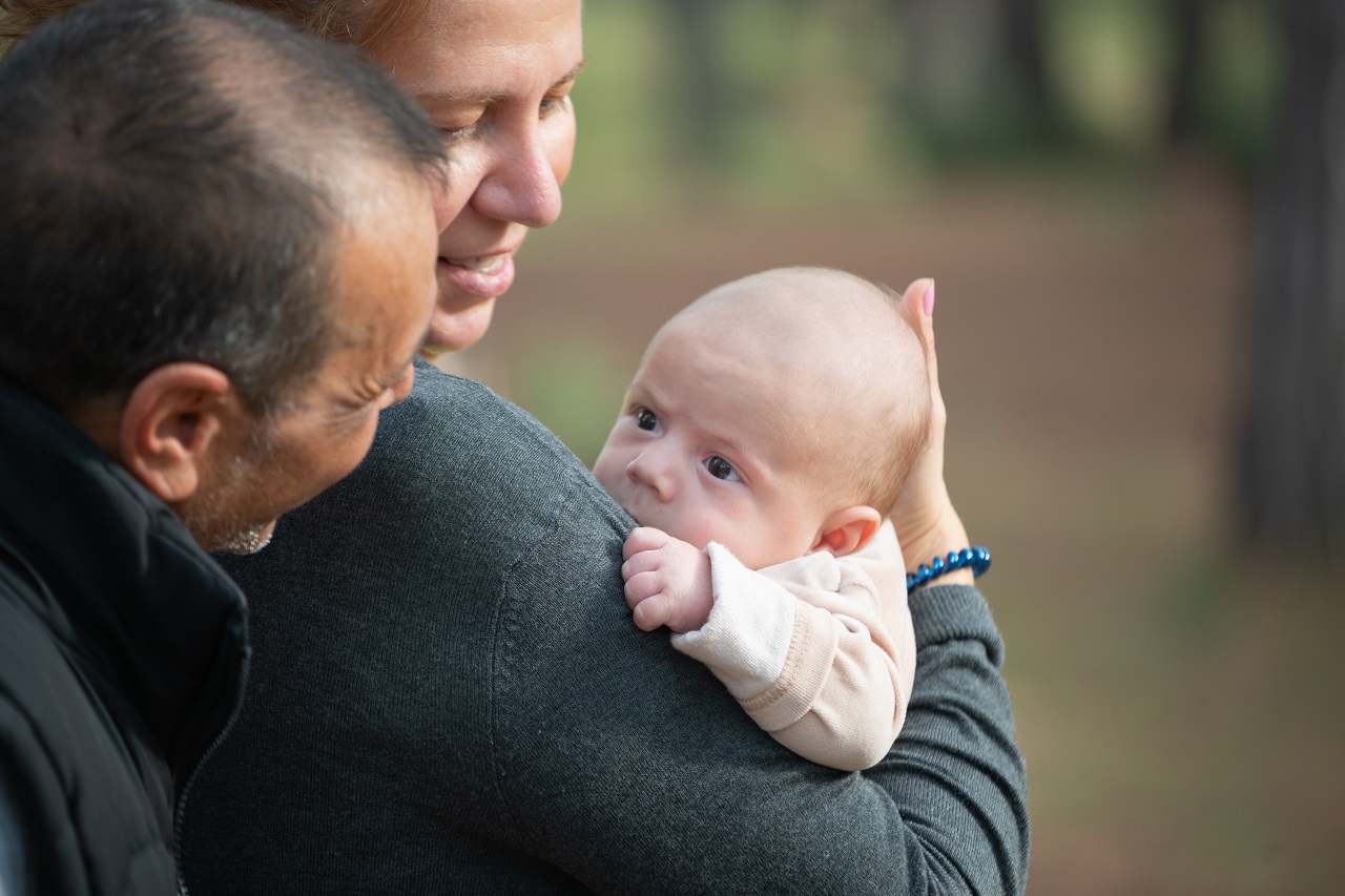 mother dad and baby
